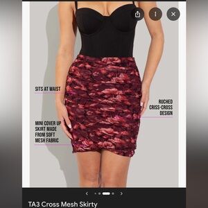 TA3 Cross Mesh Skirt/Swim coverup BLACK